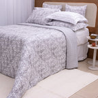 Kit Completo FIORELLA Cama Posta QUEEN - Cinza, 7 Peças Dupla Face (2,40x2,60m)