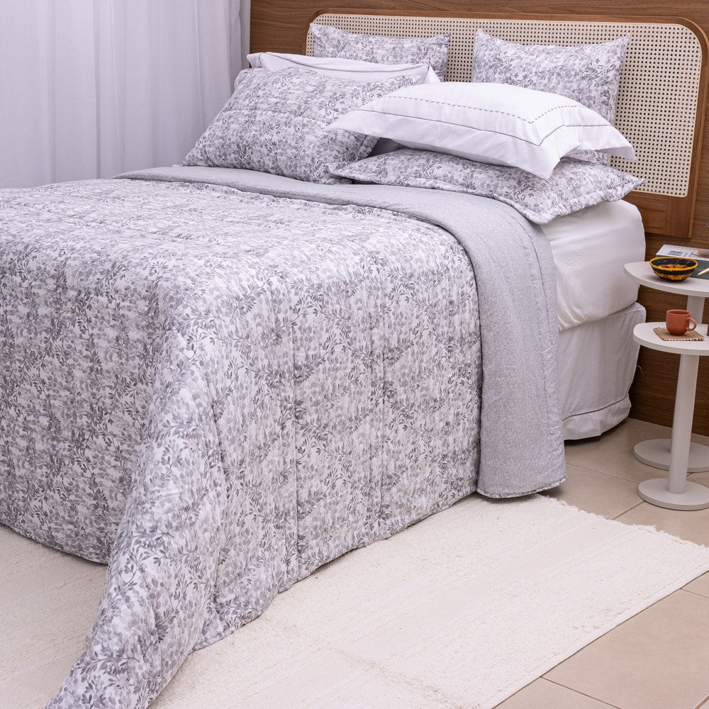 Kit Completo FIORELLA Cama Posta SUPER KING - Cinza, 7 Peças Dupla Face (2,75x3,0m)
