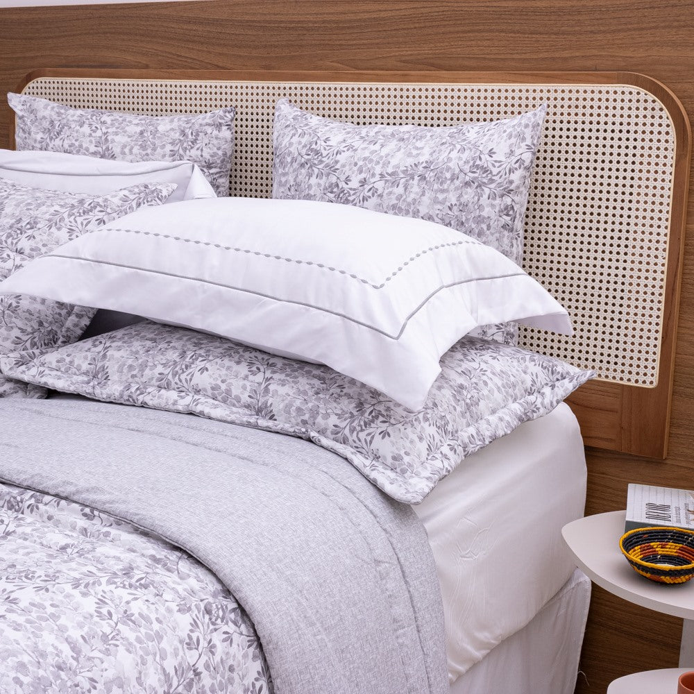 Kit Completo FIORELLA Cama Posta SUPER KING - Cinza, 7 Peças Dupla Face (2,75x3,0m)