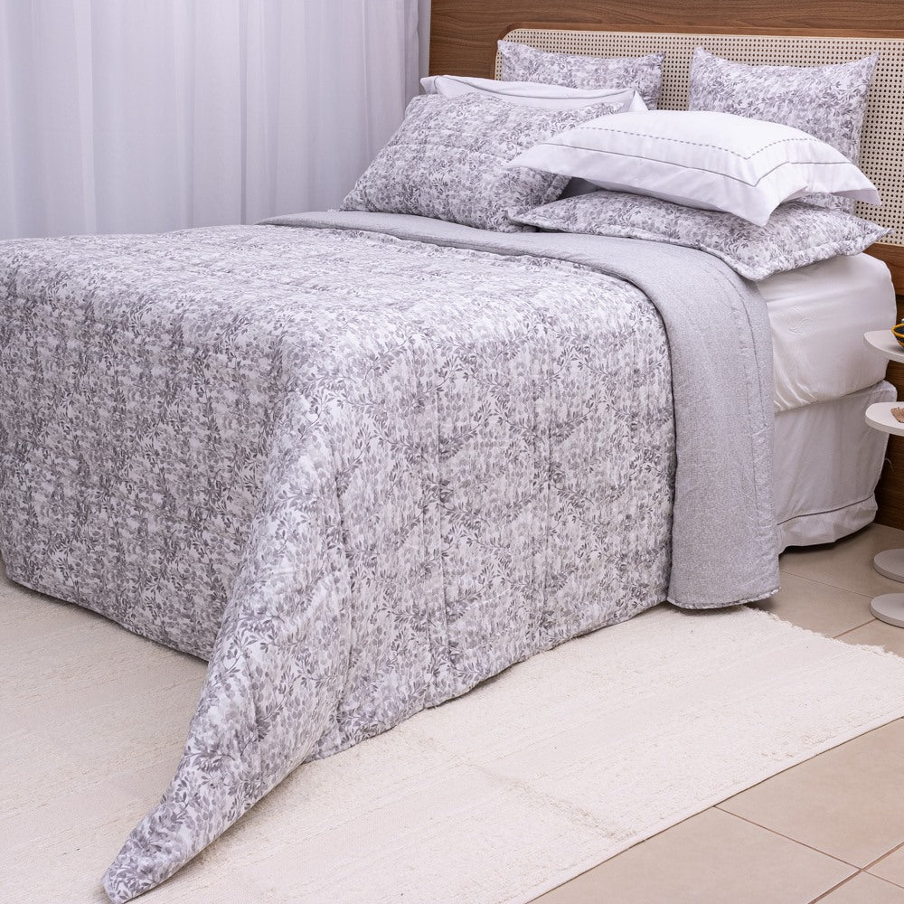 Kit Completo FIORELLA Cama Posta SUPER KING - Cinza, 7 Peças Dupla Face (2,75x3,0m)