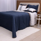 Kit Completo LÍNIA Cama Posta KING Azul Marinho - 3 peças (2,60 x 2,80m)