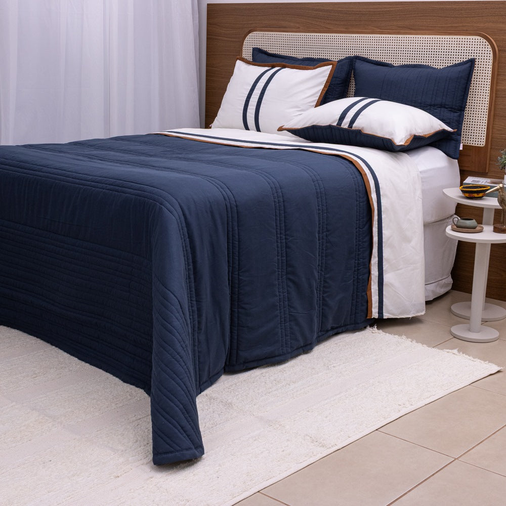 Kit Completo LÍNIA Cama Posta KING Azul Marinho - 3 peças (2,60 x 2,80m)