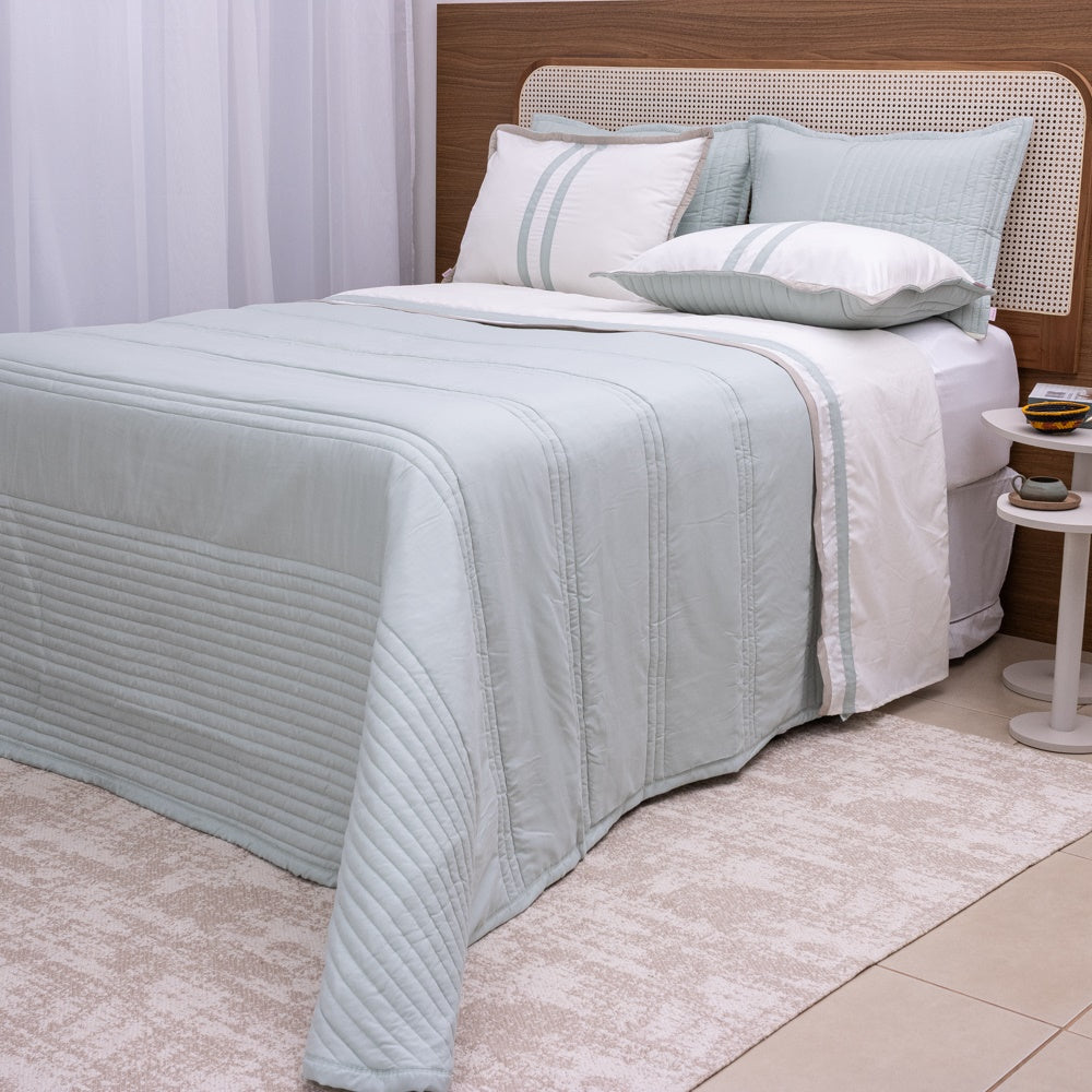 Kit Completo Línia Cama Posta KING Verde Malva - 3 peças (2,60 x 2,80m)
