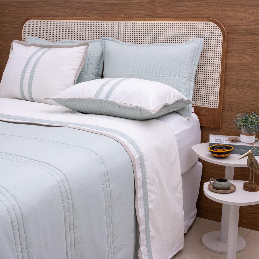 Kit Completo Línia Cama Posta KING Verde Malva - 3 peças (2,60 x 2,80m)