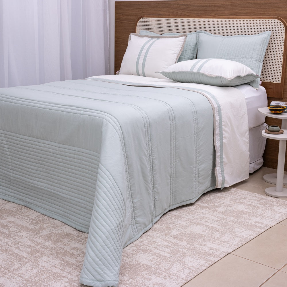 Kit Completo Línia Cama Posta KING Verde Malva - 3 peças (2,60 x 2,80m)