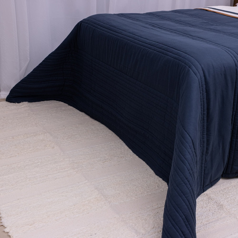 Kit Completo LÍNIA Cama Posta SUPER KING Azul Marinho - 3 peças (2,75 x 3,0m)