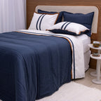 Kit Completo LÍNIA Cama Posta SUPER KING Azul Marinho - 3 peças (2,75 x 3,0m)
