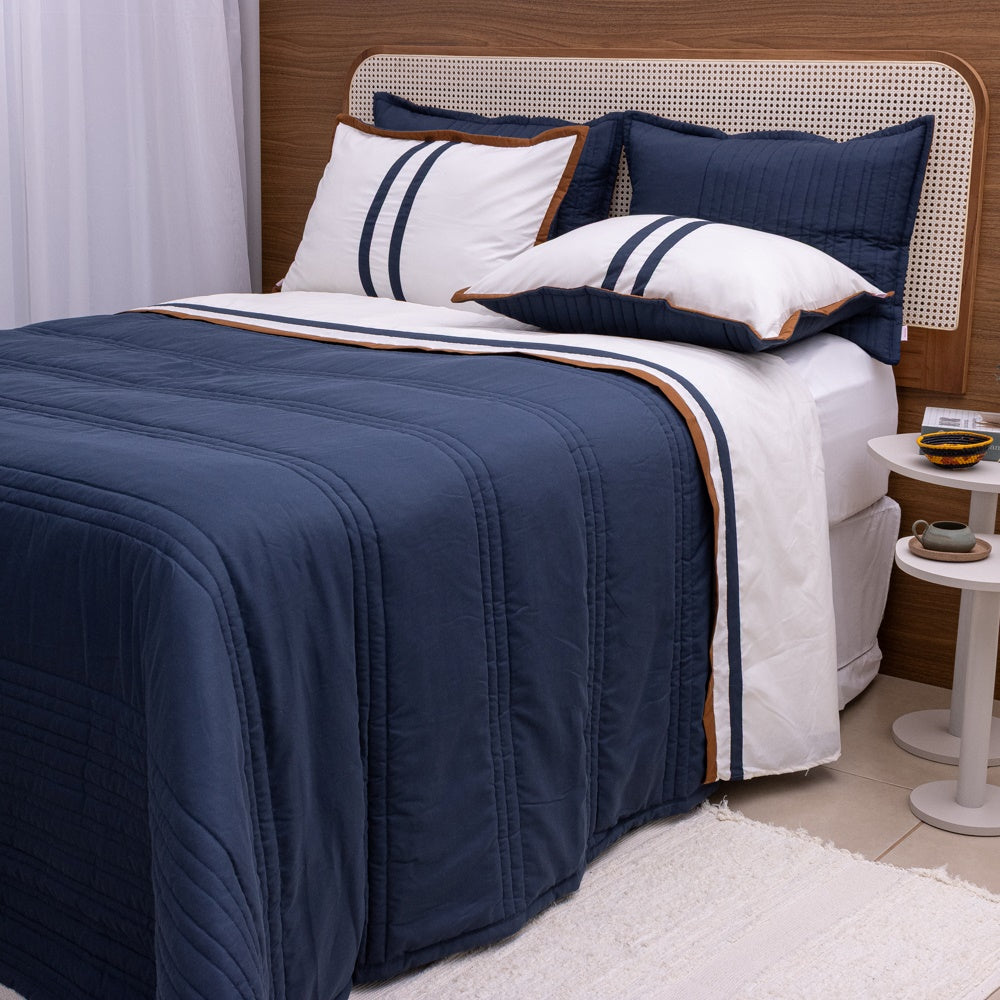 Kit Completo LÍNIA Cama Posta SUPER KING Azul Marinho - 3 peças (2,75 x 3,0m)