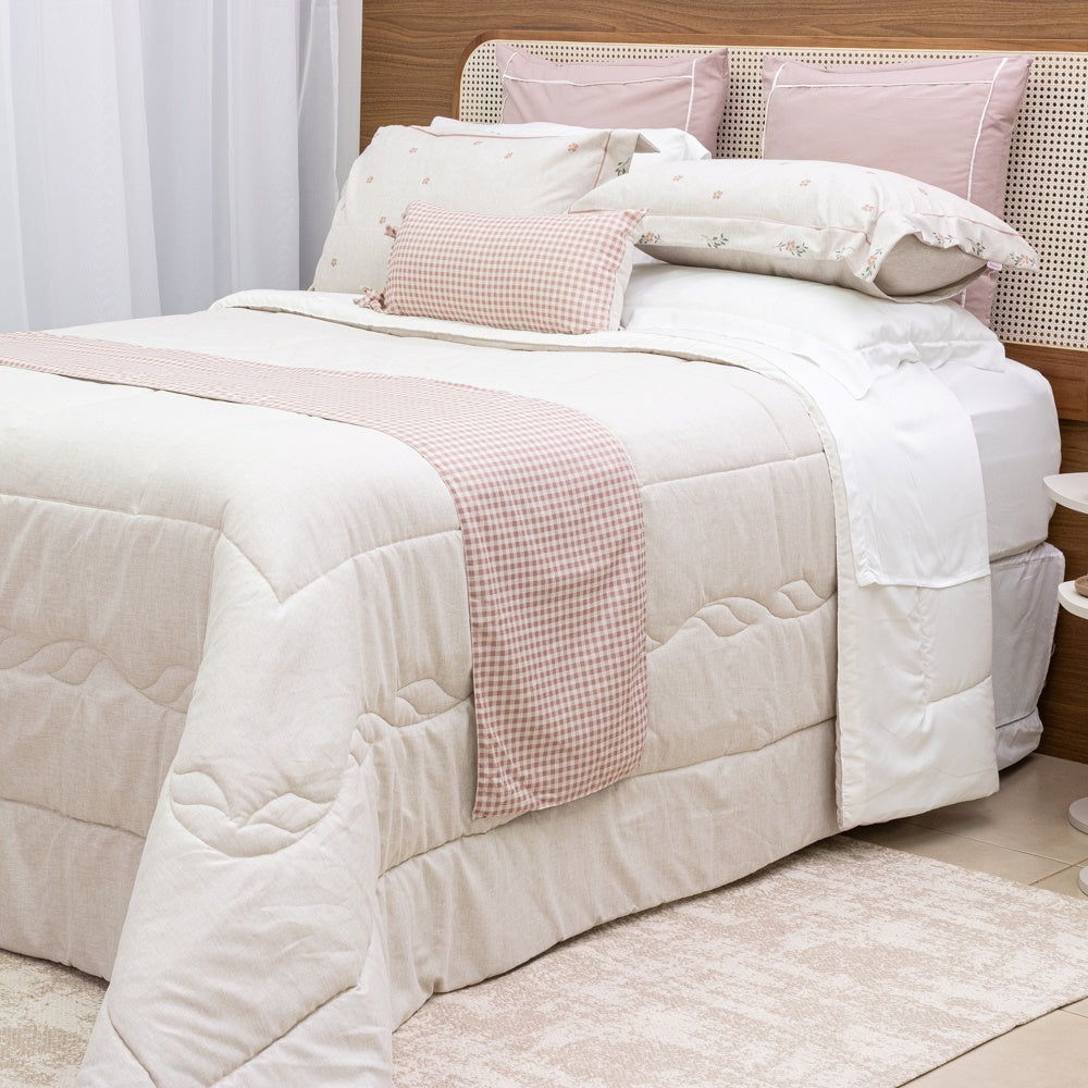 Kit Completo LIZ Cama Posta SUPER KING - Rosa, 7 Peças (2,75 x 3,0m)