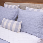 Kit Completo MEL Cama Posta QUEEN - Azul e Off White, 6 Peças Dupla Face (2,40x2,60m)