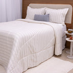 Kit Completo VERONA Cama Posta KING com elegância natural, 4 peças  Bege e Cinza ( 2,60 x 2,80m)