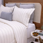 Kit Completo VERONA Cama Posta KING com elegância natural, 4 peças  Bege e Cinza ( 2,60 x 2,80m)