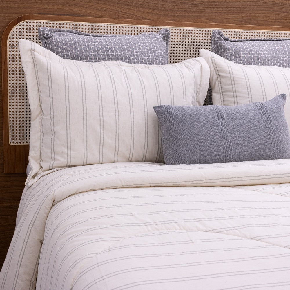 Kit Completo VERONA Cama Posta QUEEN com elegância natural, 4 peças  Bege e Cinza ( 2,40 x 2,60m)