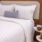 Kit Completo VERONA Cama Posta QUEEN com elegância natural, 4 peças  Bege e Cinza ( 2,40 x 2,60m)