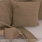 Kit Peseira e Capas Almofadas em Tricô Bublles 70 x 2,20 - Bege