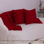 Kit Peseira e Capas Almofadas em Tricô Predileta 70 x 2,20 - Vermelho