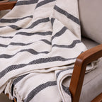 Manta Boho em algodão 1,20 x 1,80  Cru e Preto