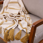 Manta Boho em algodão 1,20 x 1,80  - Mostarda