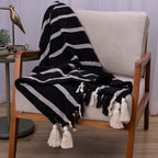 Manta Boho em algodão 1,20 x 1,80  - Preta