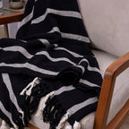 Manta Boho em algodão 1,20 x 1,80  - Preta