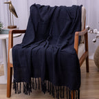 Manta Ísis com trama entrelaçada 1,20x1,80m - Azul Marinho