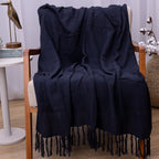 Manta Ísis com trama entrelaçada 1,20x1,80m - Azul Marinho