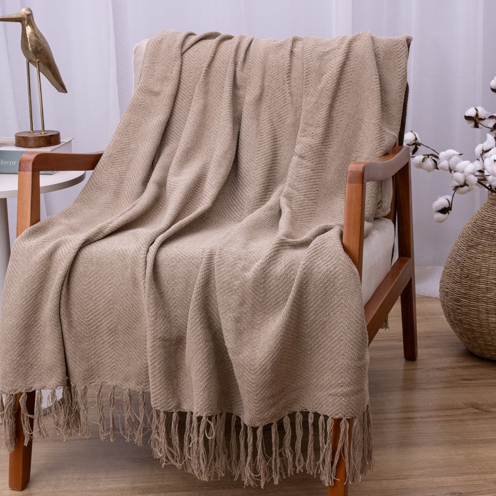 Manta Ísis com trama entrelaçada 1,20x1,80m - Bege