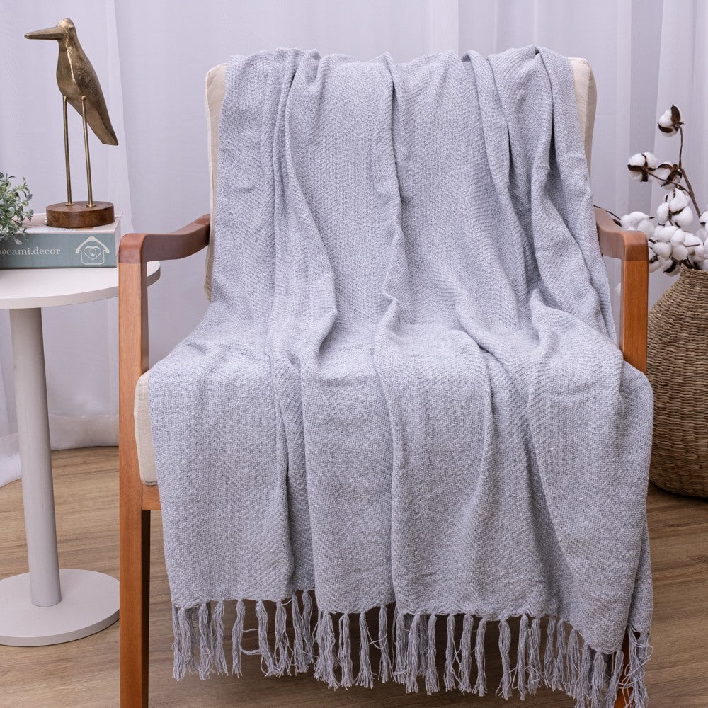 Manta Ísis com trama entrelaçada 1,20x1,80m - Cinza