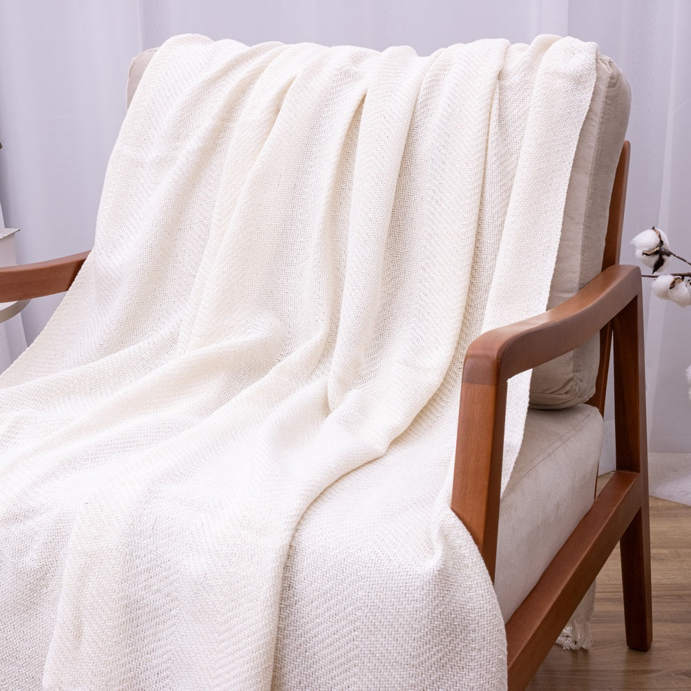 Manta Ísis com trama entrelaçada 1,20x1,80m - Cru