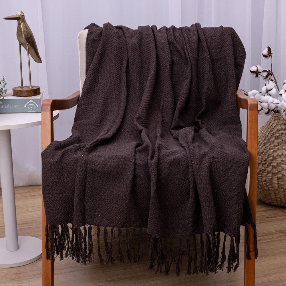 Manta Ísis com trama entrelaçada 1,20x1,80m - Café