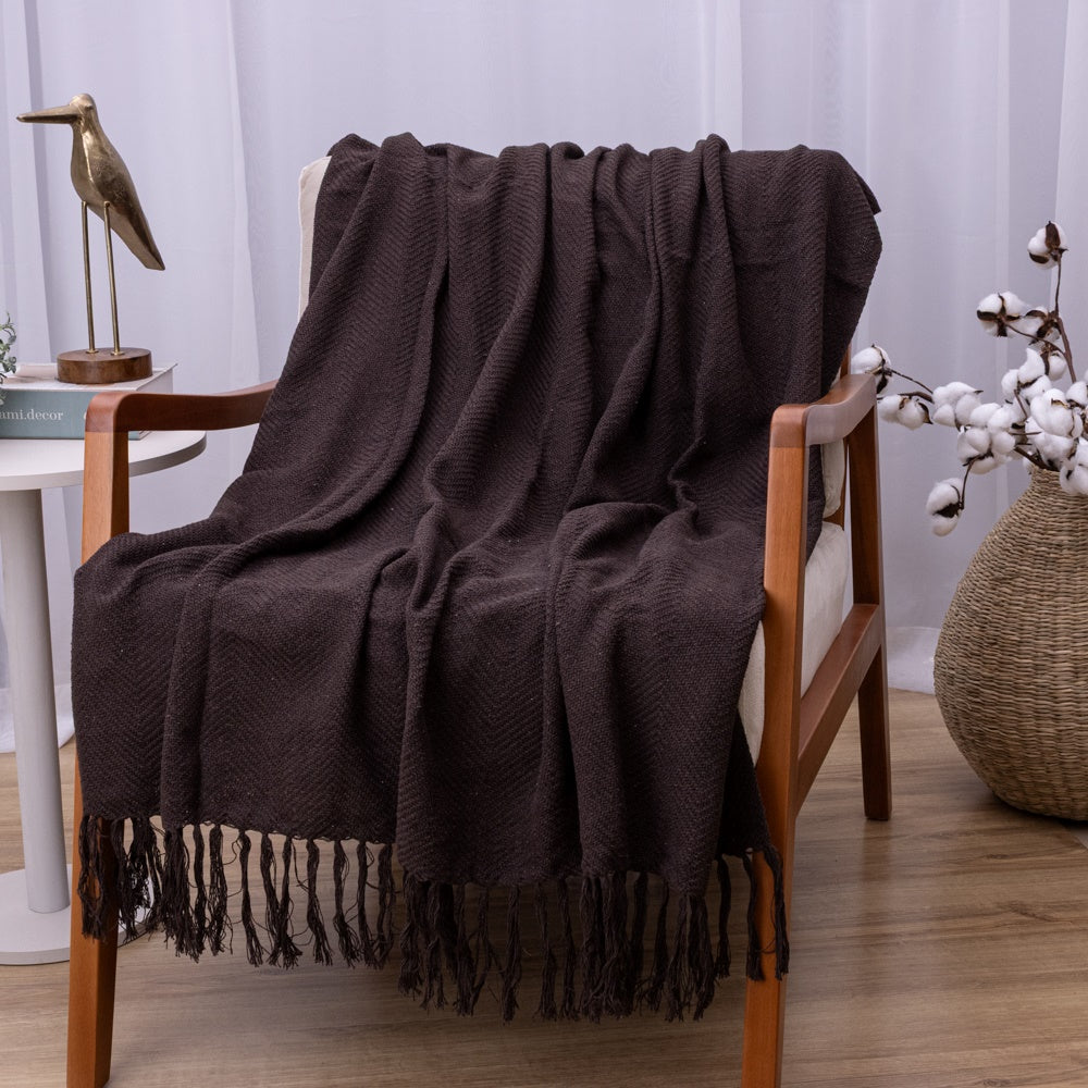 Manta Ísis com trama entrelaçada 1,20x1,80m - Café