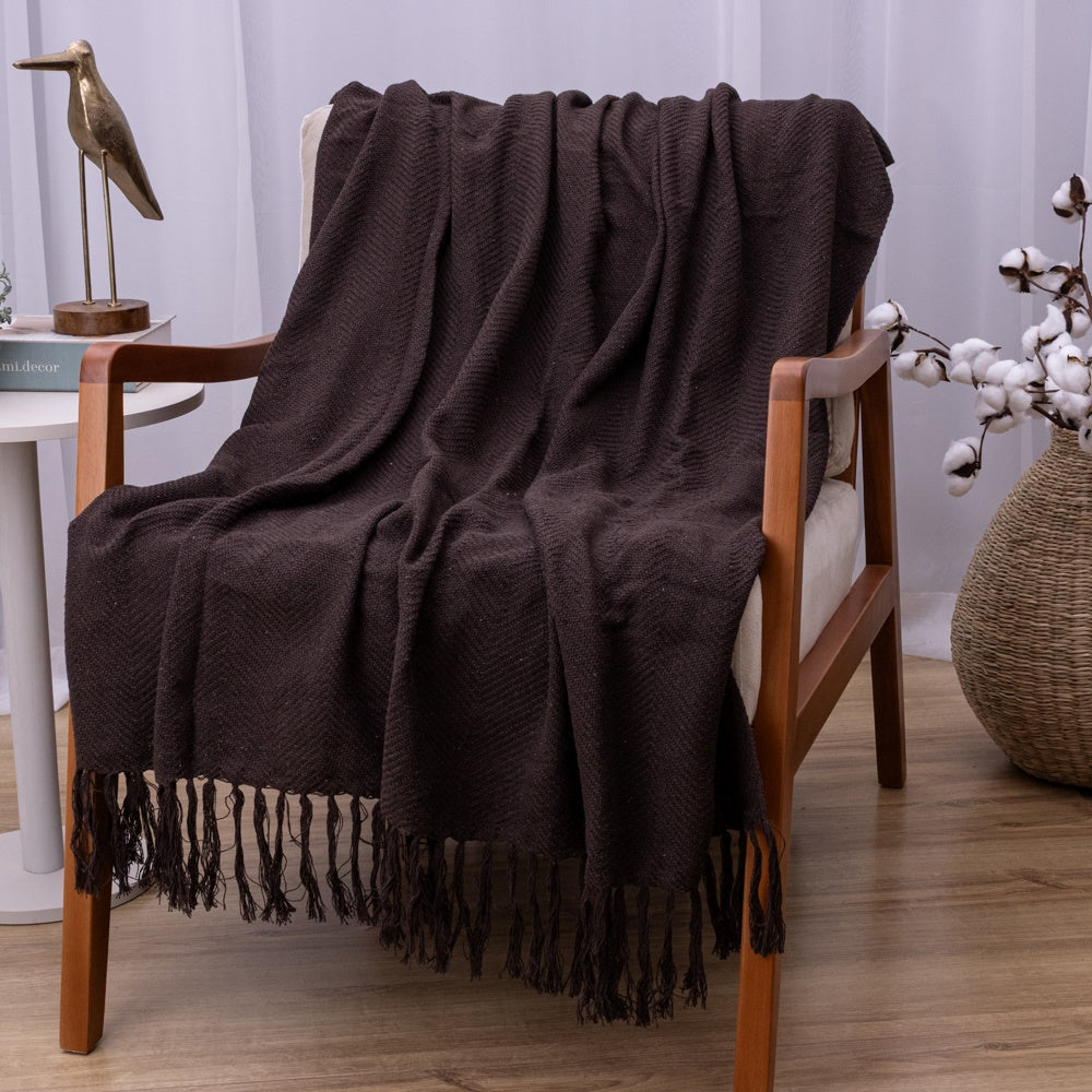 Manta Ísis com trama entrelaçada 1,20x1,80m - Café