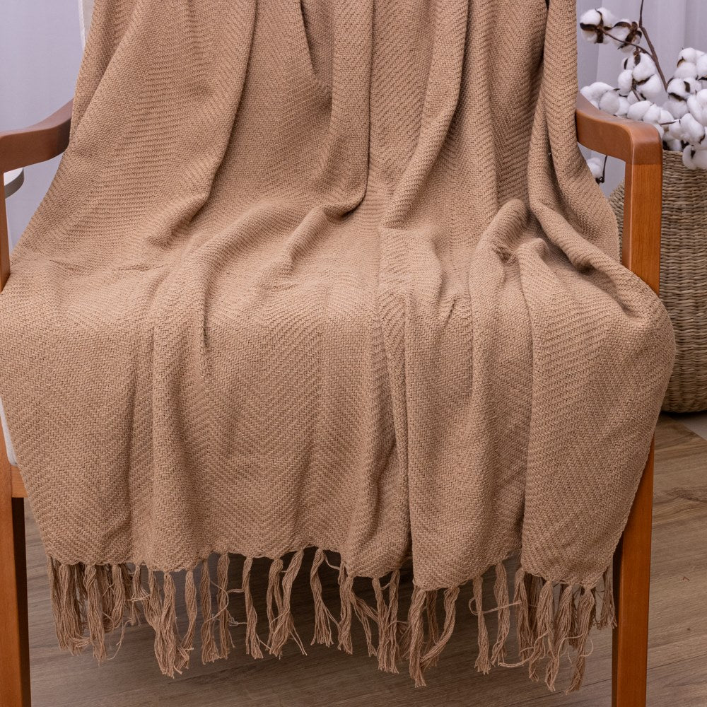 Manta Ísis com trama entrelaçada 1,20x1,80m - Marrom