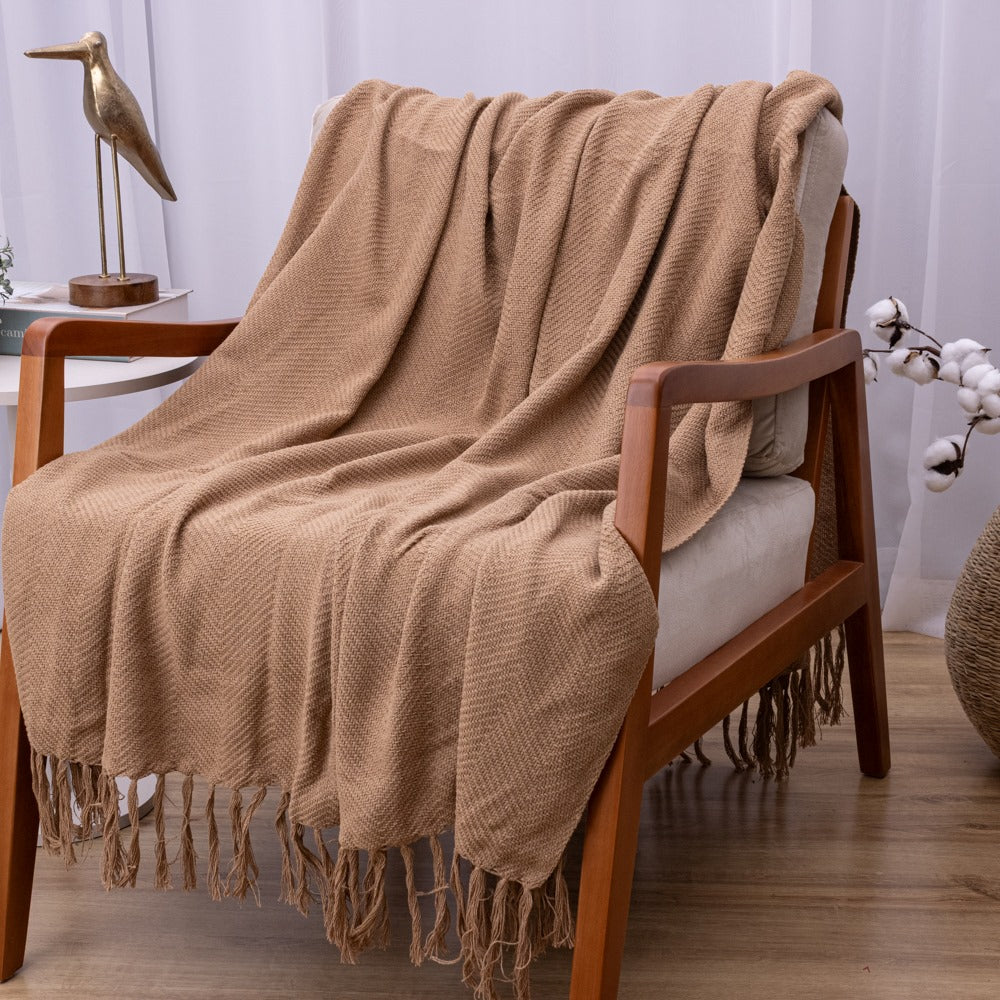 Manta Ísis com trama entrelaçada 1,20x1,80m - Marrom