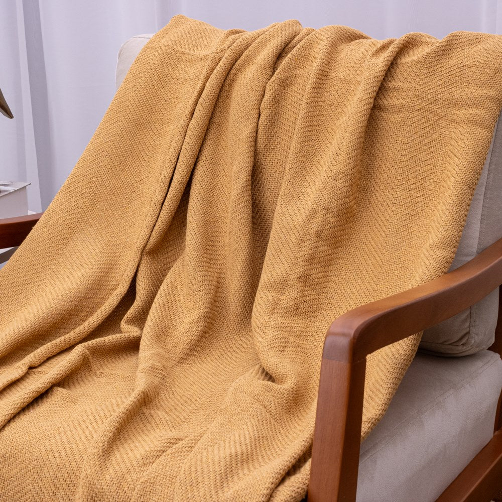 Manta Ísis com trama entrelaçada 1,20x1,80m - Mostarda