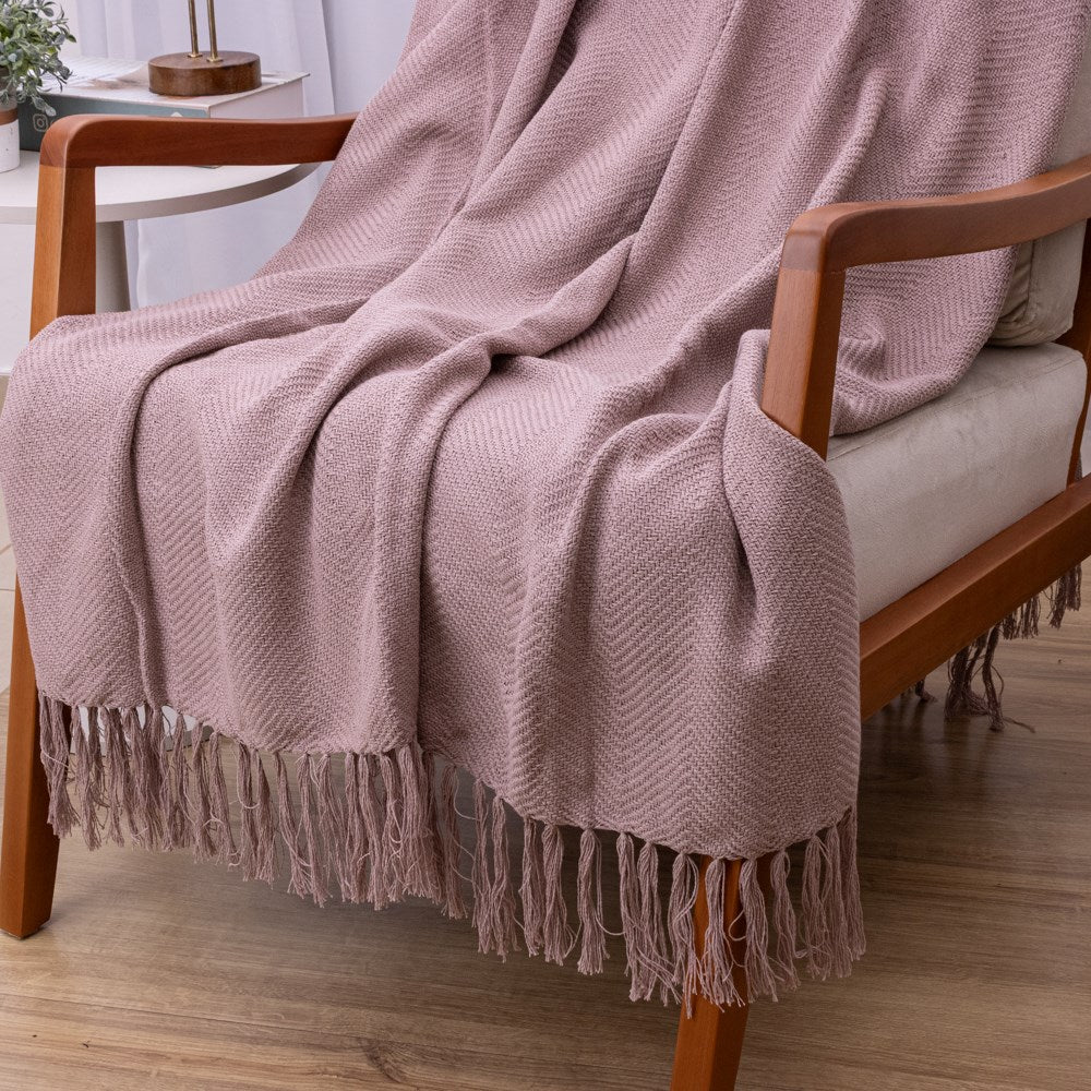 Manta Ísis com trama entrelaçada 1,20x1,80m - Rosé