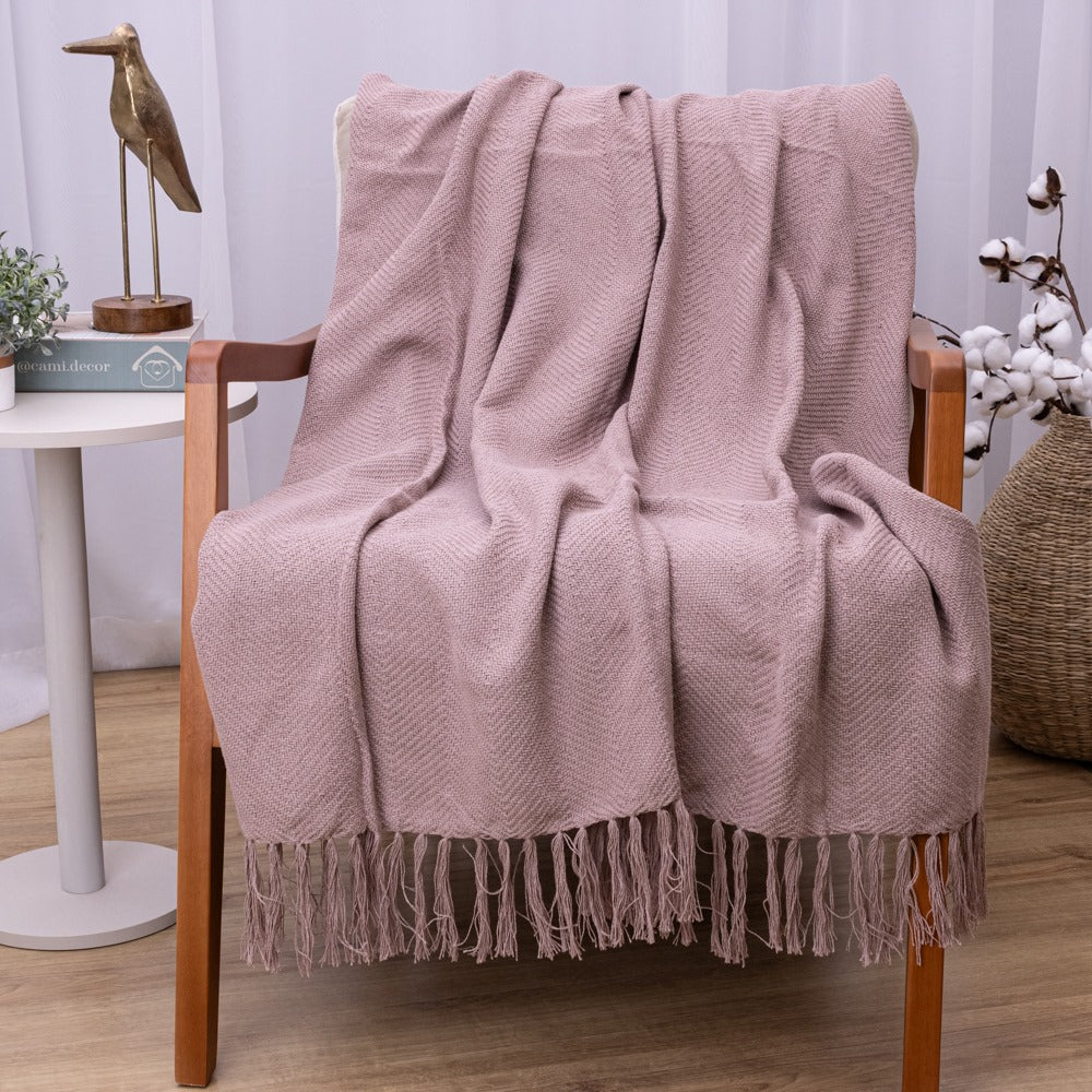 Manta Ísis com trama entrelaçada 1,20x1,80m - Rosé