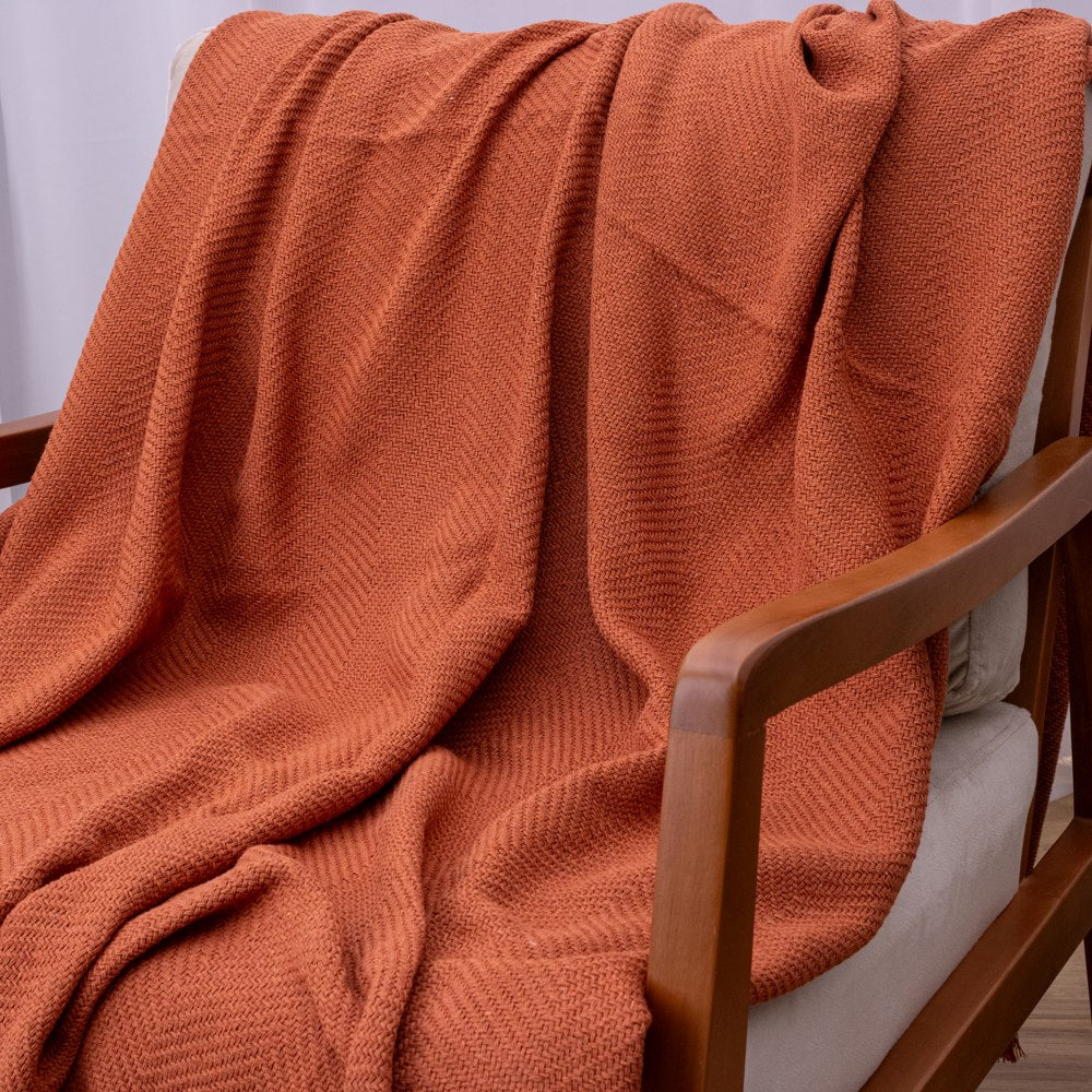 Manta Ísis com trama entrelaçada 1,20x1,80m - Terracota