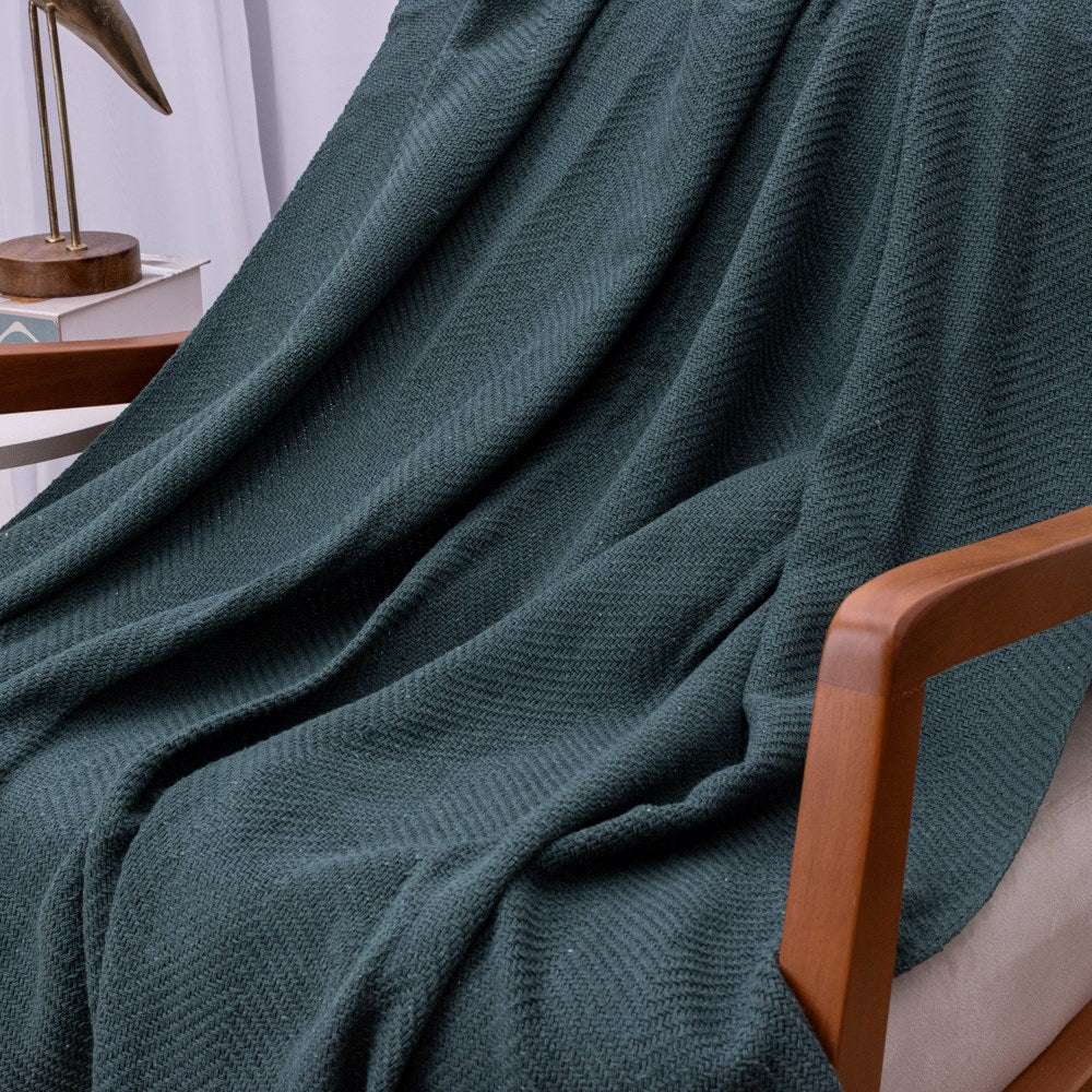 Manta Ísis com trama entrelaçada 1,20x1,80m - Verde Escuro