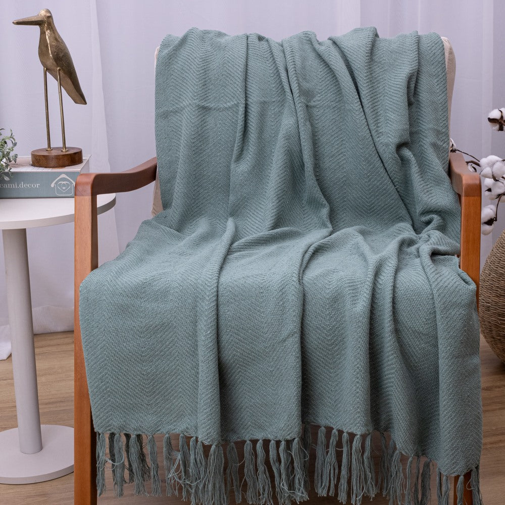 Manta Ísis com trama entrelaçada 1,20x1,80m - Verde Oliva