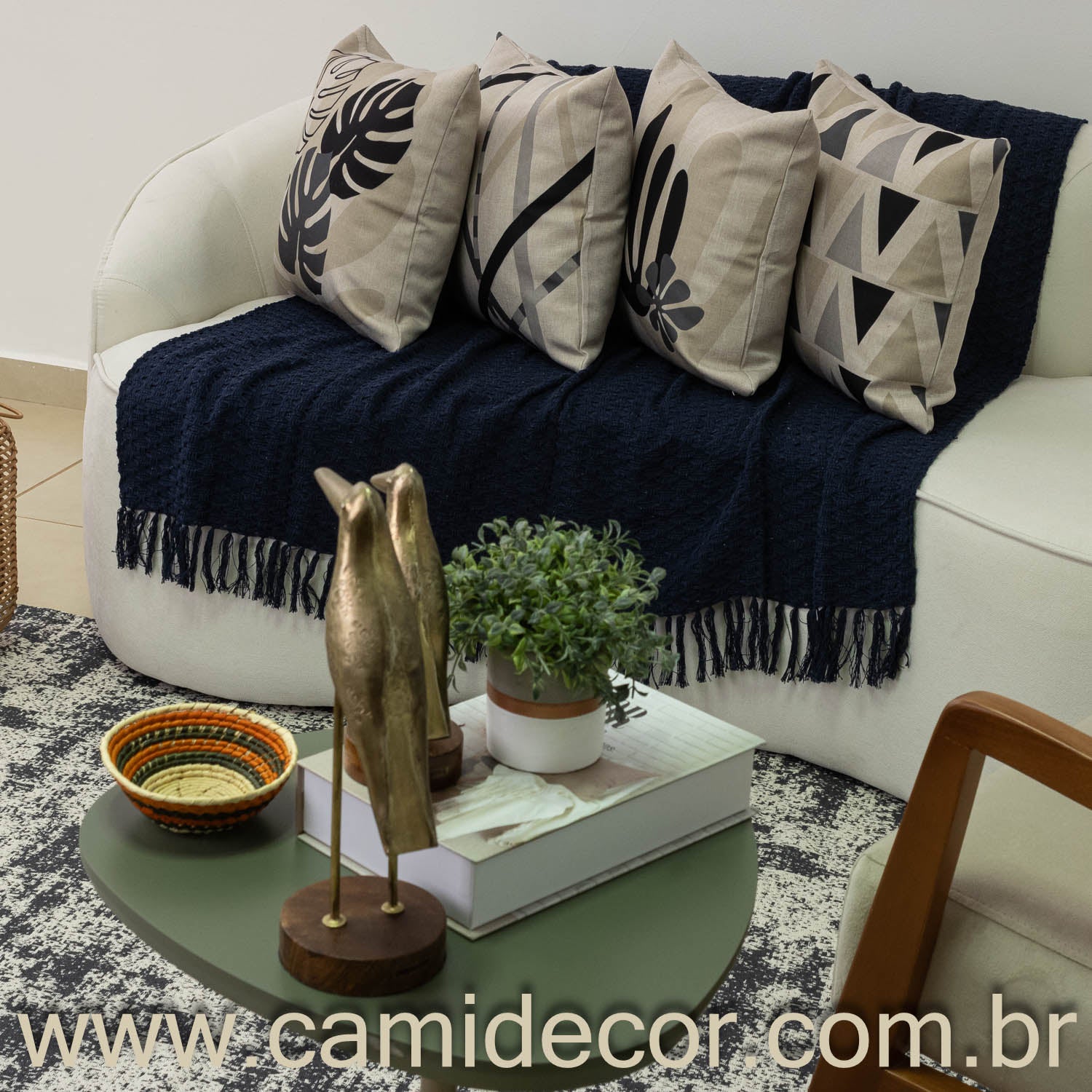 Manta Lilian em algodão 1,30 x 1,80 - Azul Marinho