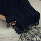 Manta Lilian em algodão 1,30 x 1,80 - Azul Marinho