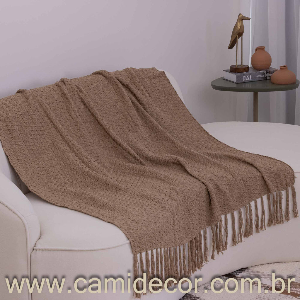 Manta Lilian em algodão 1,30 x 1,80 - Bege