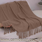 Manta Lilian em algodão 1,30 x 1,80 - Bege