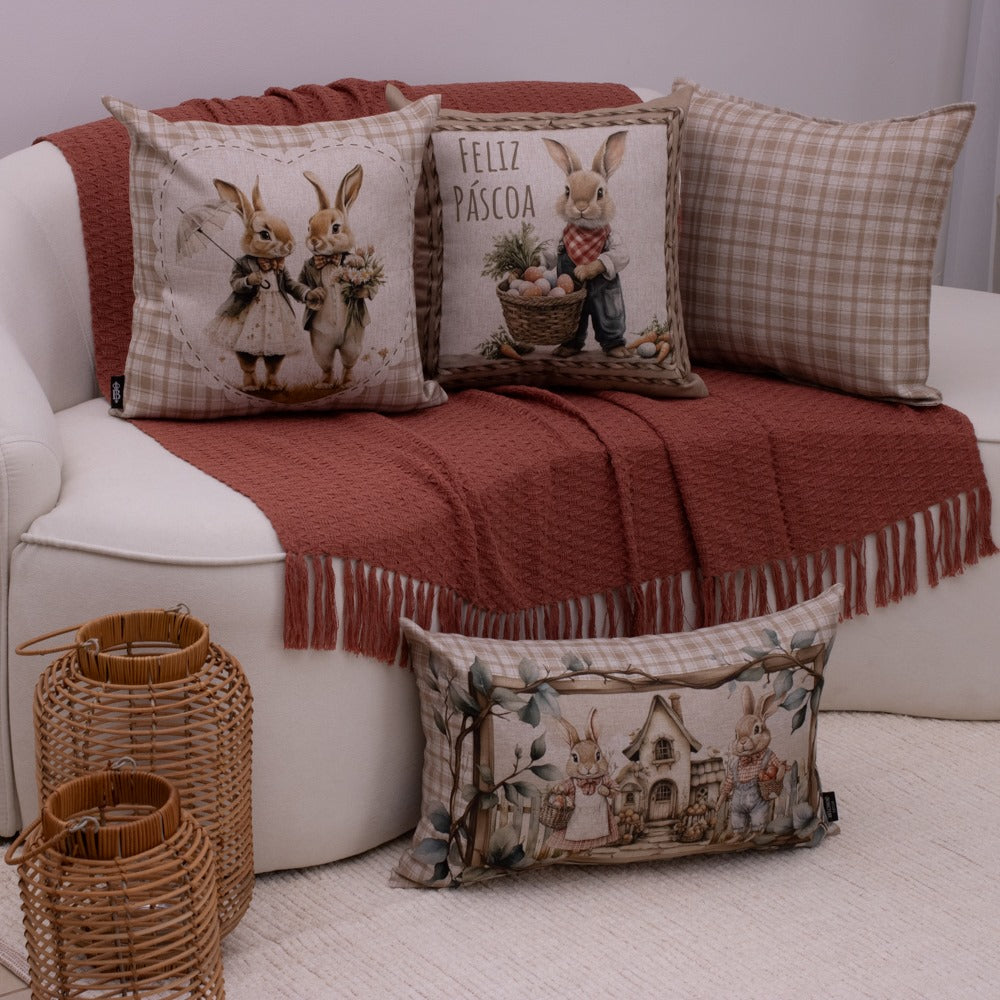 Manta Lilian em algodão 1,30 x 1,80 - Coral