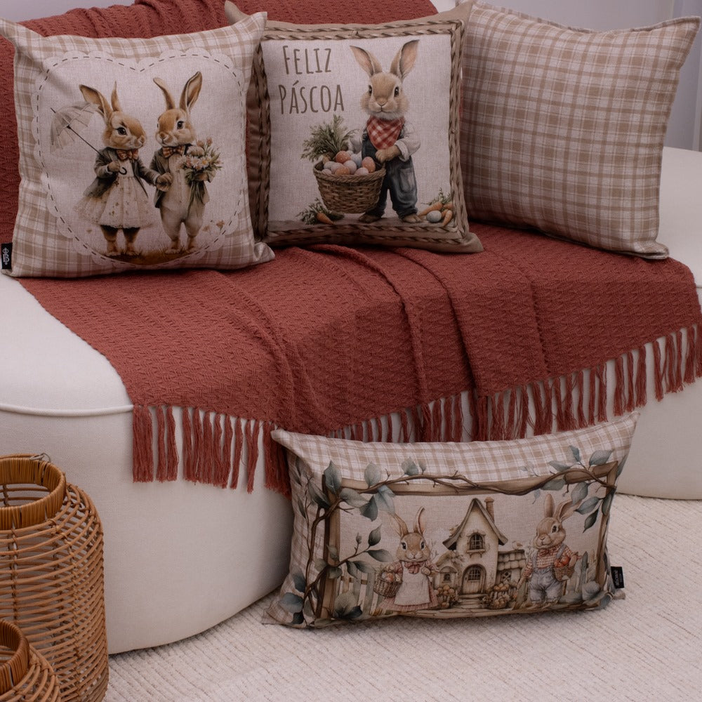 Manta Lilian em algodão 1,30 x 1,80 - Coral