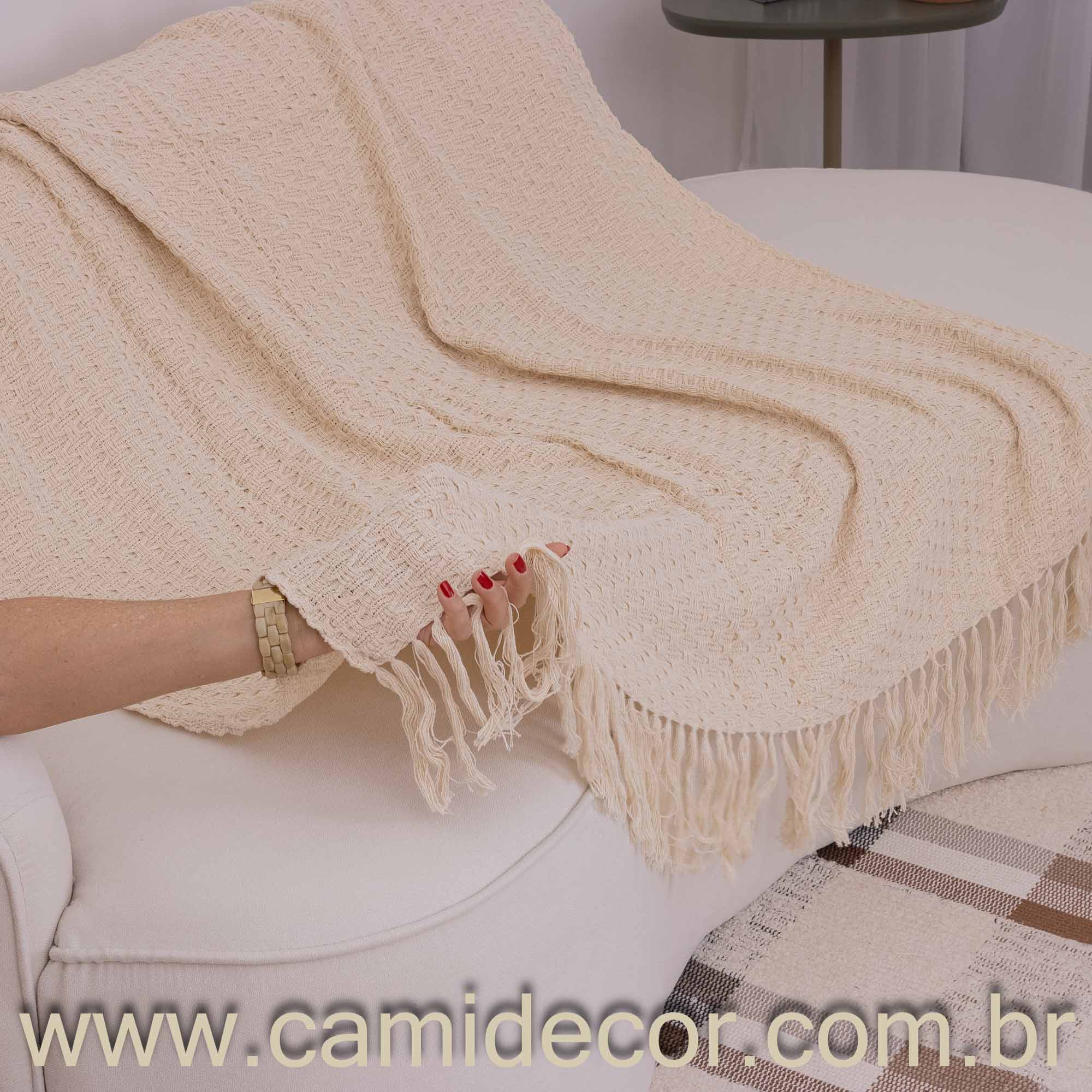 Manta Lilian em algodão 1,30 x 1,80 - Cru