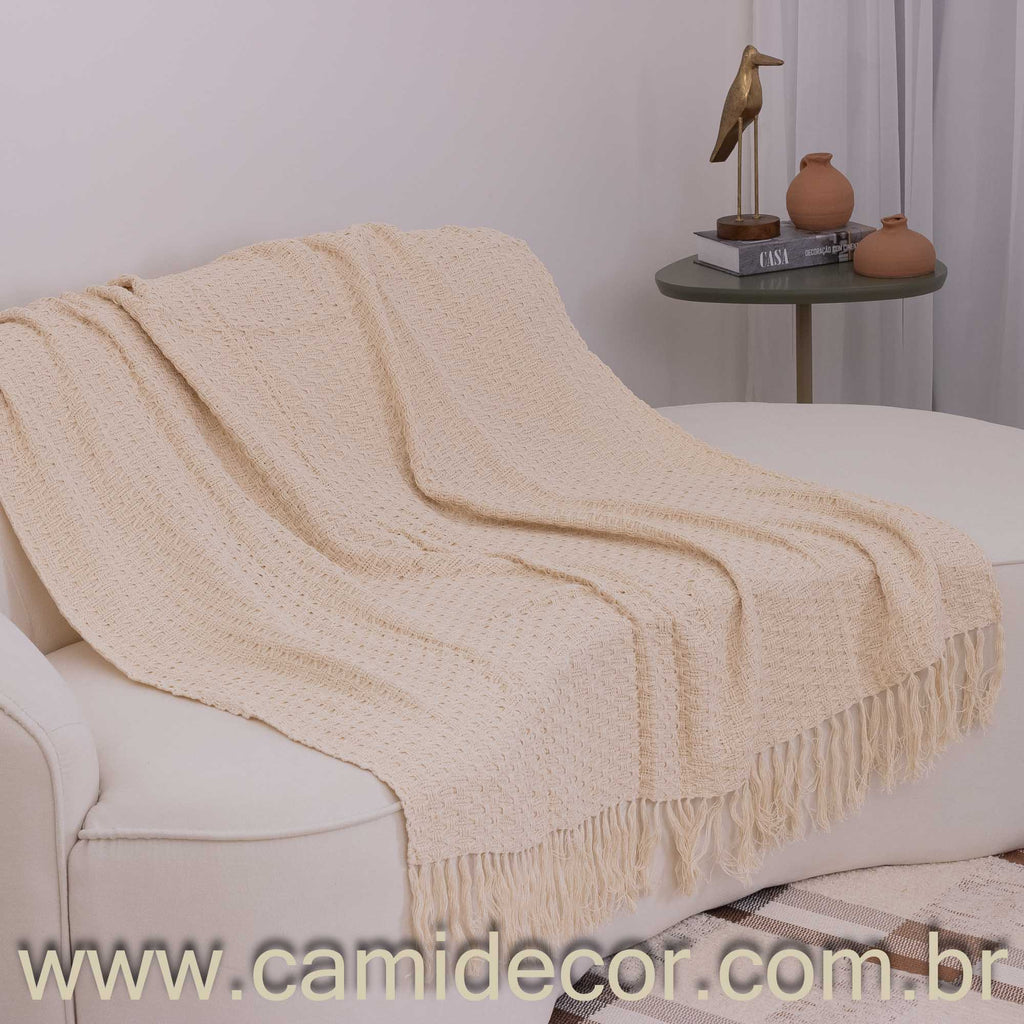 Manta Lilian em algodão 1,30 x 1,80 - Cru