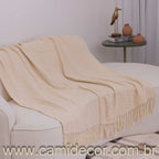 Manta Lilian em algodão 1,30 x 1,80 - Cru