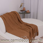 Manta Lilian em algodão 1,30 x 1,80 - Marrom